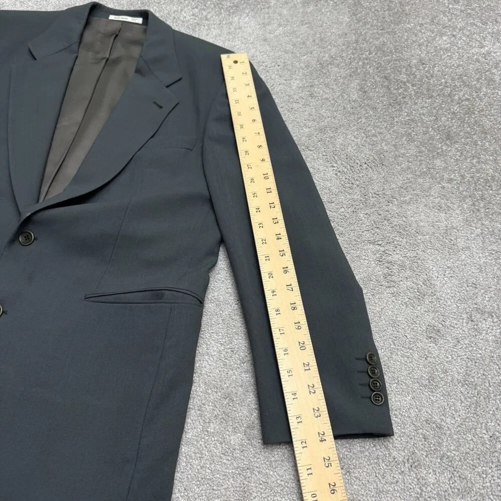 Vintage Hugo Boss Two Button Suit Jacket Men 38R Green 100% Wool USA Made Blazer
